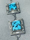 Palatial Vintage Native American Navajo Squared Turquoise Sterling Silver Necklace-Nativo Arts