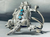 Important Colossal Toad Native American Navajo Turquoise Sterling Silvewr Bracelet-Nativo Arts