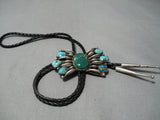Magnificent Vintage Native American Navajo Damale Bisbee Turquoise Sterling Silver Bolo Tie-Nativo Arts