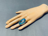 Rare Turquoise Vintage Native American Navajo Sterling Silver Chunky Ring-Nativo Arts