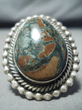 Incredible Navajo Green Kingman Turquoise Sterling Silver Ring Native American-Nativo Arts