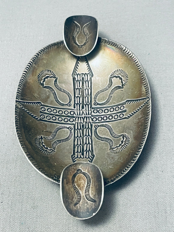 Native American Very Old Completely Handmade Vintage Navajo Sterling Silver Ash Tray-Nativo Arts