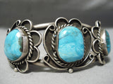 Superlative Vintage Native American Navajo Blue Diamond Turquoise Sterling Silver Bracelet Old-Nativo Arts