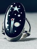 Midnight Sky Native American Navajo Opal Coral Sterling Silver Ring-Nativo Arts