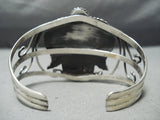 Swirling Leaves Vintage Native American Navajo Spiderweb Turquoise Sterling Silver Bracelet Old-Nativo Arts