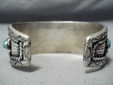 Heavy Vintage Native American Navajo Old Kingman Turquoise Sterling Silver Bracelet Old-Nativo Arts