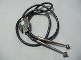 Interesting Vintage Native American Navajo Turquoise Sterling Silver Bolo Tie Old-Nativo Arts