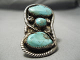 One Of The Biggest Vintage Native American Navajo Persin Turquoise Sterling Silver Ring-Nativo Arts