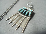 Very Intricate Signed Vintage Native American Zuni Turquoise Sterling Silver Necklace Set-Nativo Arts