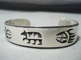 Important Vintage Hopi Native American Sterling Silver Bear Bracelet Old-Nativo Arts