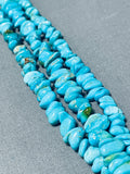 Hand Tooled Tubule Sterling Silver Vintage Native American Navajo Turquoise Necklace-Nativo Arts