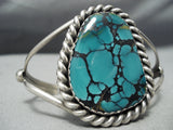 Intense Spiderweb Turquoise Sterling Silver Vintage Native American Navajo Bracelet Old-Nativo Arts