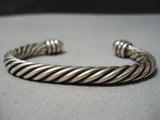 Marvelous Vintage Native American Navajo Thicker Sterling Silver Coil Bracelet Old-Nativo Arts
