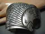 Heavy Eagle Vintage Native American Navajo Sterling Silver Bracelet-Nativo Arts