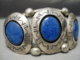 One Of The Best Vintage Native American Navajo Lapis Sterling Silver Bracelet Old-Nativo Arts