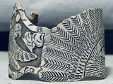 One Of The Most Detailed Vintage Native American Navajo Becenti Eagle Sterling Silver Bracelet-Nativo Arts