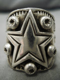 Huge Detailed Heavy Men's Vintage Native American Navajo Dallas Cowboys Sterling Silver Ring-Nativo Arts