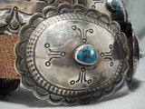 Old Heavy Vintage Native American Navajo Turquoise Sterling Silver Concho Belt Old-Nativo Arts
