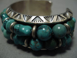 Amazing Vintage Native American Navajo Green Turquoise Sterling Silver Bracelet Old-Nativo Arts