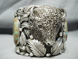 Heavy 200 Gram Buffalo Roystn Turquoise Sterling Silver Native American Bracelet-Nativo Arts