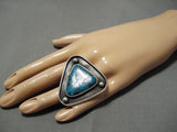 One Of The Biggest Vintage Native American Navajo Blue Diamond Turquoise Sterling Silver Ring-Nativo Arts