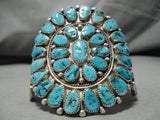One Of The Best Vintage Native American Navajo Teardrop Turquoise Sterling Silver Bracelet Old-Nativo Arts