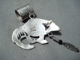 Gil Brown Vintage Native American Navajo Black Onyx Sterling Silver Bear Pendant-Nativo Arts