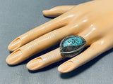 Exceptional Vintage Native American Navajo Blue Diamond Turquoise Sterling Silver Ring-Nativo Arts
