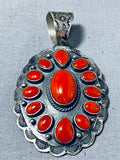 Rare Ida Payton Native American Navajo Coral Cluster Sterling Silver Pendant-Nativo Arts
