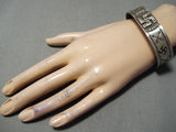 Rare Vintage Native American Navajo Whirling Logs Sterling Silver Bracelet Cuff-Nativo Arts