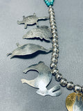 Native American One Of The Most Unique Vintage Navajo Coyote Turquoise Sterling Silver Necklace-Nativo Arts