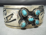 Rare Vintage Native American Navajo Dodson Turquoise Sterling Silver Bracelet-Nativo Arts