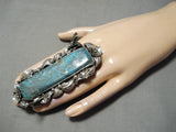 One Of The Biggest Craziest Native American Turquoise Sterling Silver Ring-Nativo Arts