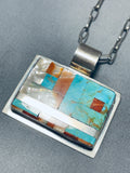 Native American Important Vintage Santo Domingo Turquoise Inlay Sterling Silver Necklace-Nativo Arts