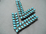 Fabulous Vintage Native American Navajo Sleeping Beauty Turquoise Sterling Silver Collar Pins-Nativo Arts
