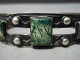 Early 1900's Vintage Native American Navajo Cerrillos Turquoise Sterling Silver Bracelet-Nativo Arts