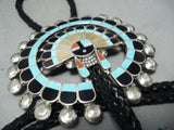One Of The Biggest Ever Vintage Native American Zuni Turquoise Sterling Silver Bolo Tie-Nativo Arts