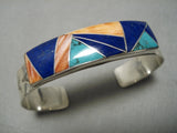 Incredible Vintage Native American Navajo Turquoise Lapis Sterling Silver Bracelet Cuff Old-Nativo Arts