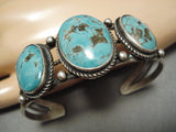 Museum Vintage Native American Navajo Landoll Benally Turquoise Sterling Silver Bracelet Old-Nativo Arts