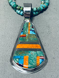 Native American Important Santo Domingo Turquoise Inlay Sterling Silver Necklace-Nativo Arts