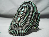 Native American Best Early Vintage Zuni Cerrillos Turquoise Sterling Silver Cluster Bracelet-Nativo Arts