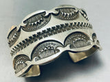 Very Heavy 127 Gram Deep Stamp Vintage Native American Navajo Sterling Silver Bracelet-Nativo Arts