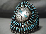One Of Biggest Best Vintage Native American Navajo Turquoise Bluejay Sterling Silver Bracelet-Nativo Arts
