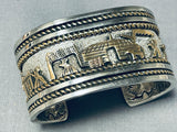 One Of The Most Detailed Native American Navajo Gold Sterling Silver Bracelet-Nativo Arts