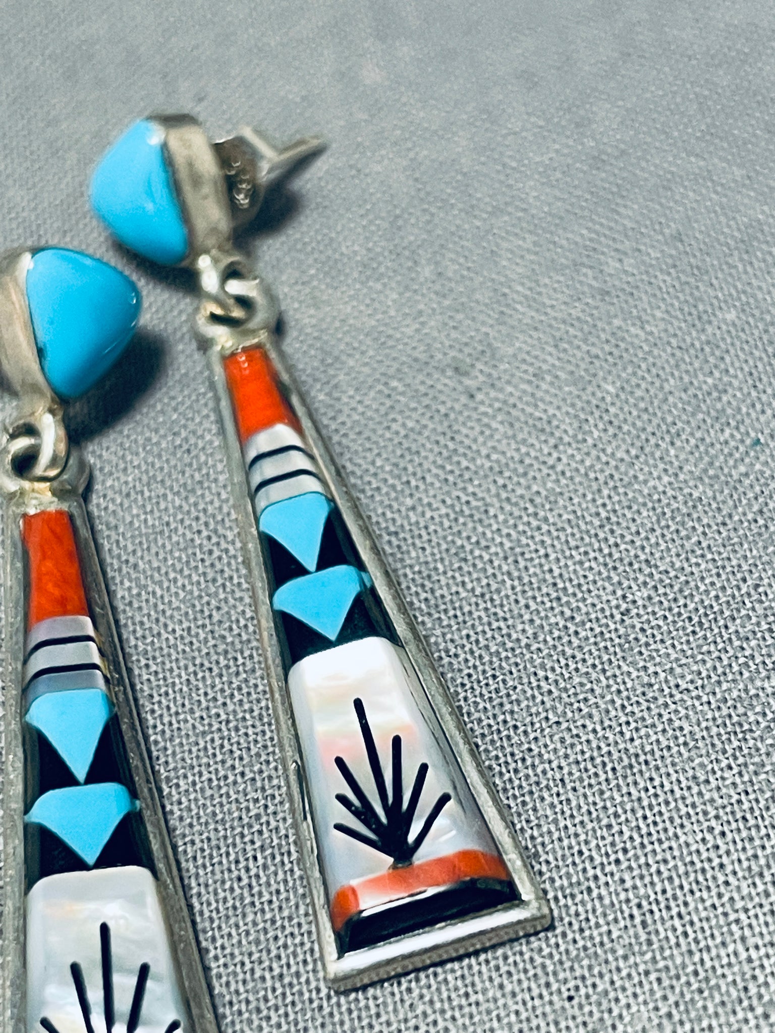 Vintage Turquoise high quality and Coral Tipi Earrings