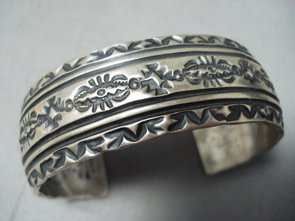 Important Darryl Becenti (d.) Vintage Native American Navajo Sterling Silver Detailed Bracelet-Nativo Arts