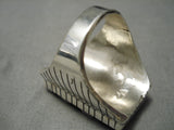 Huge Men's Native American Navajo Sterling Silver Heavy White Buffalo Turquoise Ring-Nativo Arts