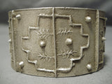Incredibly Heavy Native American Sterling Silver Geomtric Bracelet-Nativo Arts