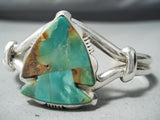 Intricacy!! Vintage Native American Navajo Royston Turquoise Arrowhead Sterling Silver Bracelet-Nativo Arts