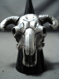 Heavy San Felipe Sterling Silver Cow Skull Ring Native American-Nativo Arts